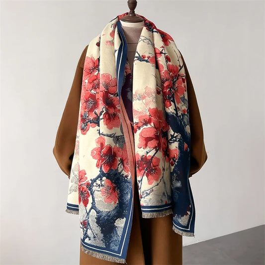 Sakura Bloom Artisanal Cashmere Scarf