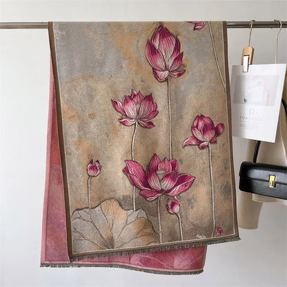 Sakura Bloom Artisanal Cashmere Scarf